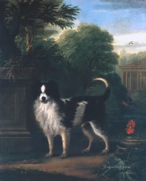 monochrome black white Painting - Muff a Black and White Dog